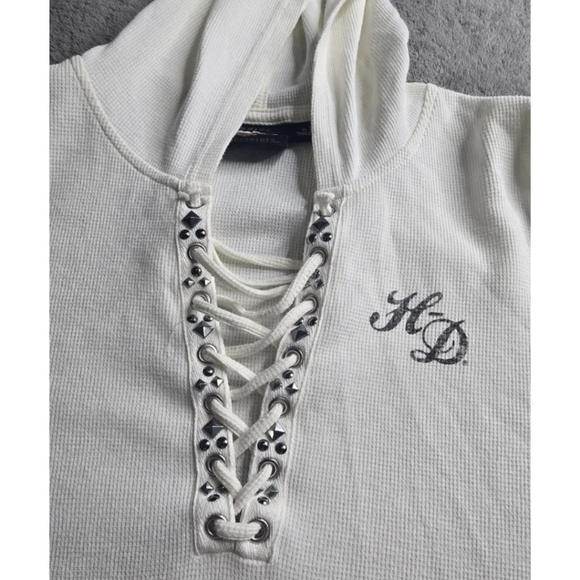 Harley-Davidson White Hoodie with Skull Design - Picture 5 of 10